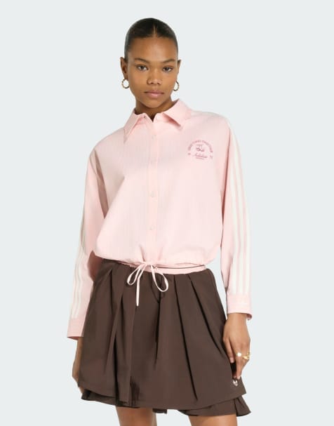 adidas Originals - Camiseta deportiva de manga larga en rosa arena - view 1