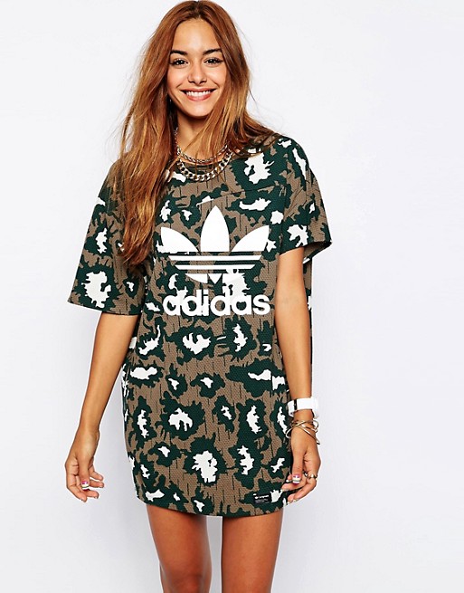 Adidas Originals Camo Asymmetric T Shirt Dress Asos