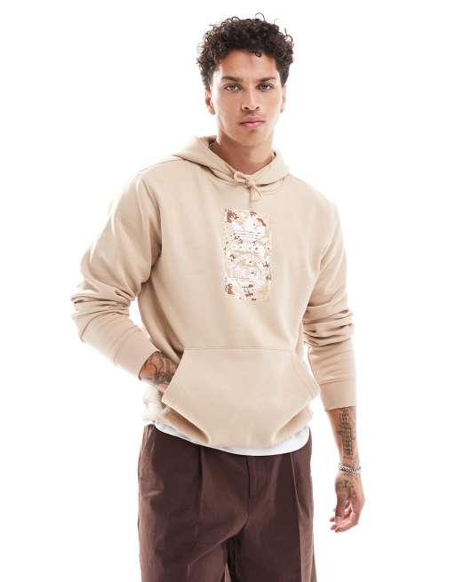 adidas Originals – Camo Lab – Beżowa bluza z kapturem i wstawką we wzór moro