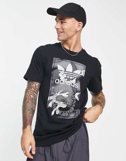 adidas Originals Camo Tong t shirt in black