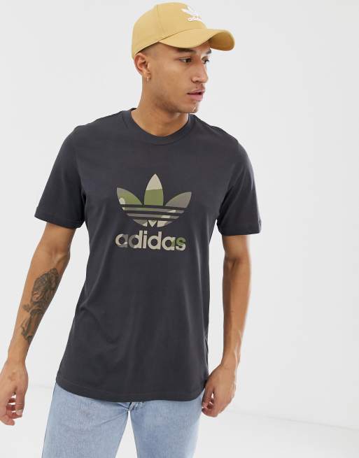 adidas Originals Camo Trefoil Filled t shirt In Black ASOS