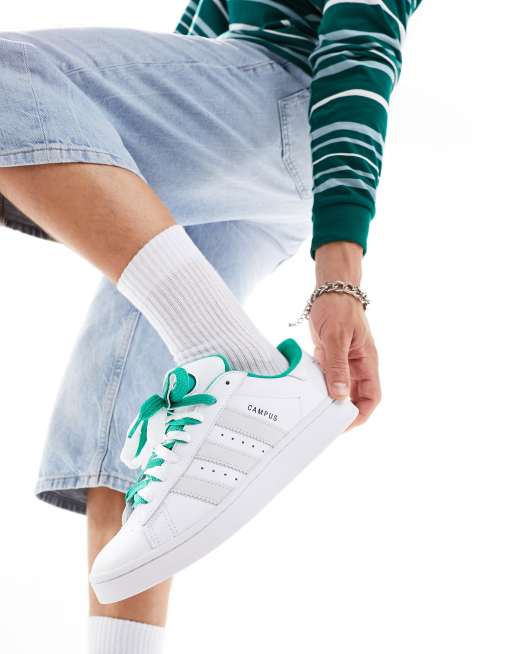  adidas Originals Campus 00 trainers in white with green detailing