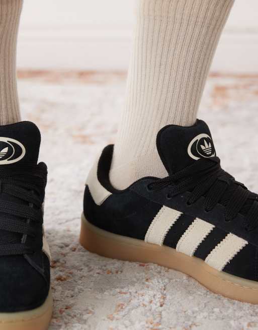 adidas Originals Campus 00s gum sole trainers in black and cream | ASOS