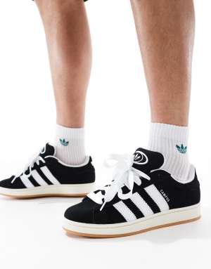 adidas Originals Campus 00s gum sole trainers in black