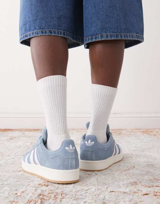 adidas Originals Campus 00s gum sole trainers in light blue and white | ASOS