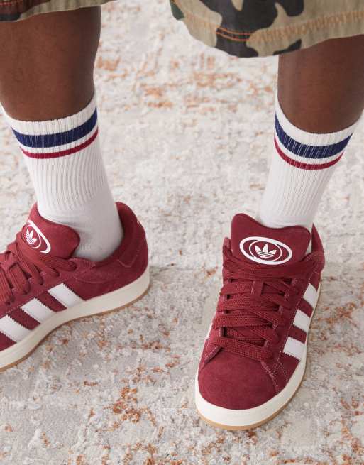 adidas Originals Campus 00s gum sole trainers in maroon and white | ASOS