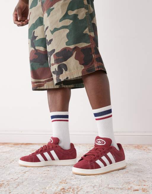 adidas Originals Campus 00s gum sole trainers in maroon and white, 5 of 5