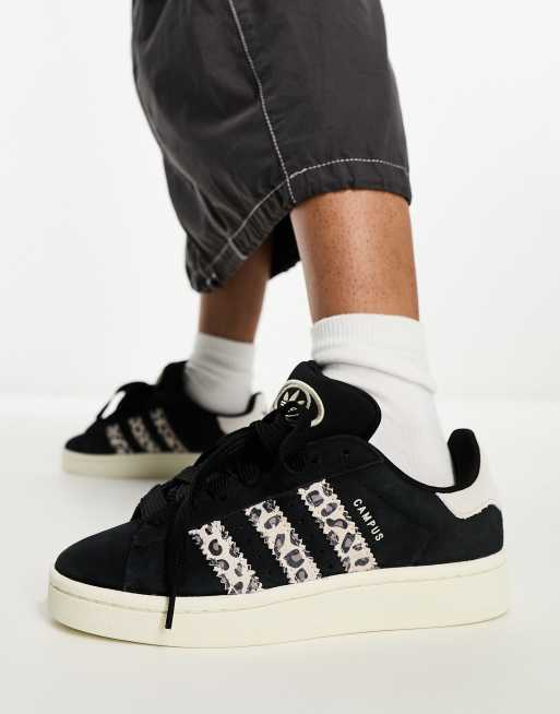 adidas Originals Campus 00s sneakers in black with leopard print stripes