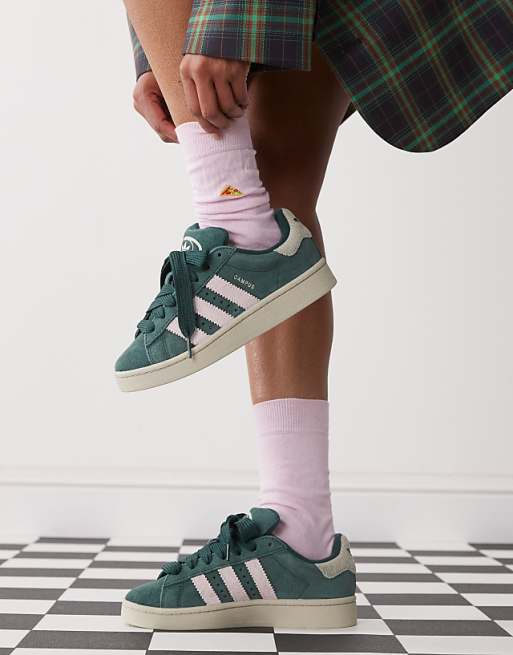 adidas gazelle silver green womens adidas Kids' Grade School Campus 00s Shoes, Size 4.5, Dark Green/White