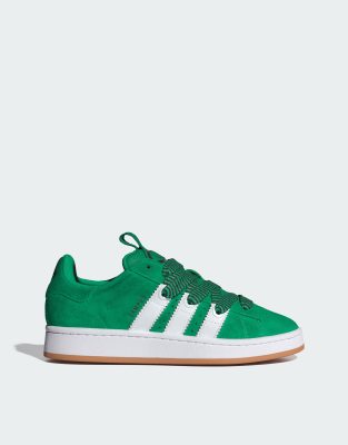 Adidas Originals Adidas Womens Dark Green White Campus 00s Brand-stripe Low-top Suede Trainers