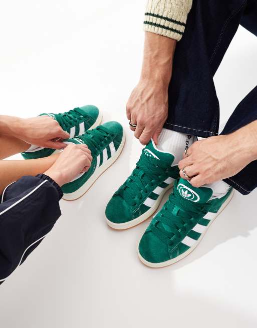 Green adidas campus store trainers