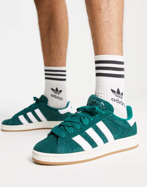 Green adidas sale campus trainers