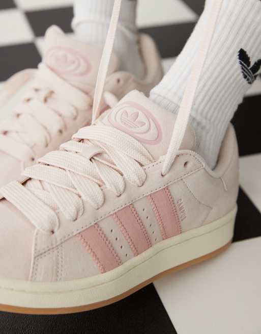 Adidas originals campus trainer in pale grey with pink sole best sale