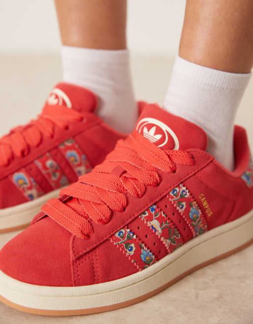 adidas Originals Campus 00s X liberty london trainers in red