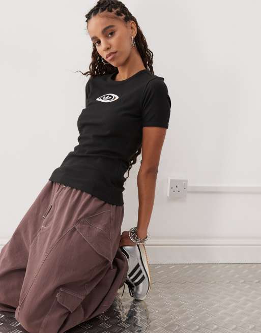 adidas CAMPUS 2000 OFFSHOULDER TEE ブラック adidas CAMPUS2000 TEE ブラック（アディダス キャンパス 2000