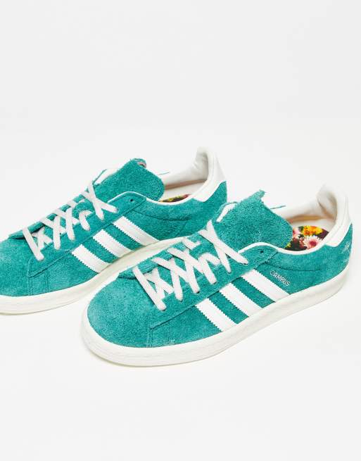 Adidas originals campus clearance suede trainers in green