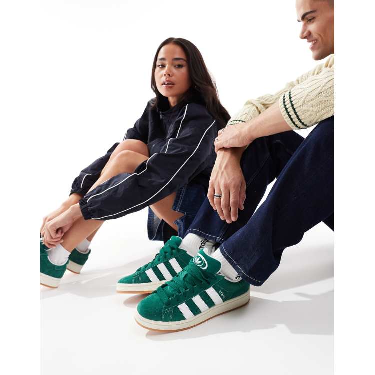 adidas gazelle silver green womens adidas Kids' Grade School Campus 00s Shoes, Size 5.5, Dark Green/White main image 1
