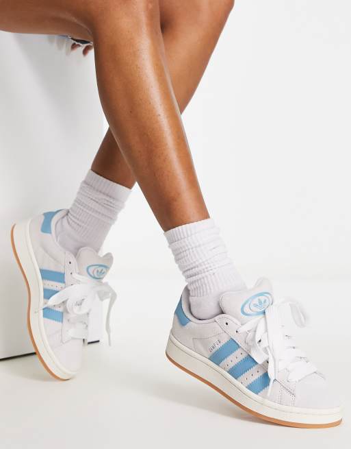 adidas Originals Campus Sneaker im Stil der 00er in WeiB und Blau mit Gummisohle ASOS