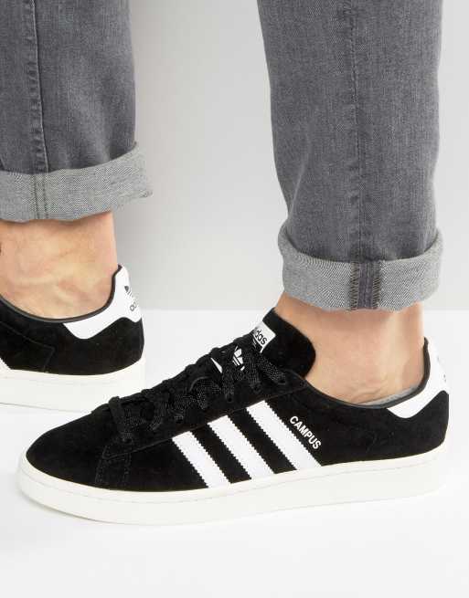 Adidas suede sale black trainers