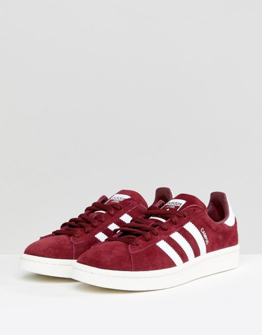 Adidas burgundy sale campus trainers