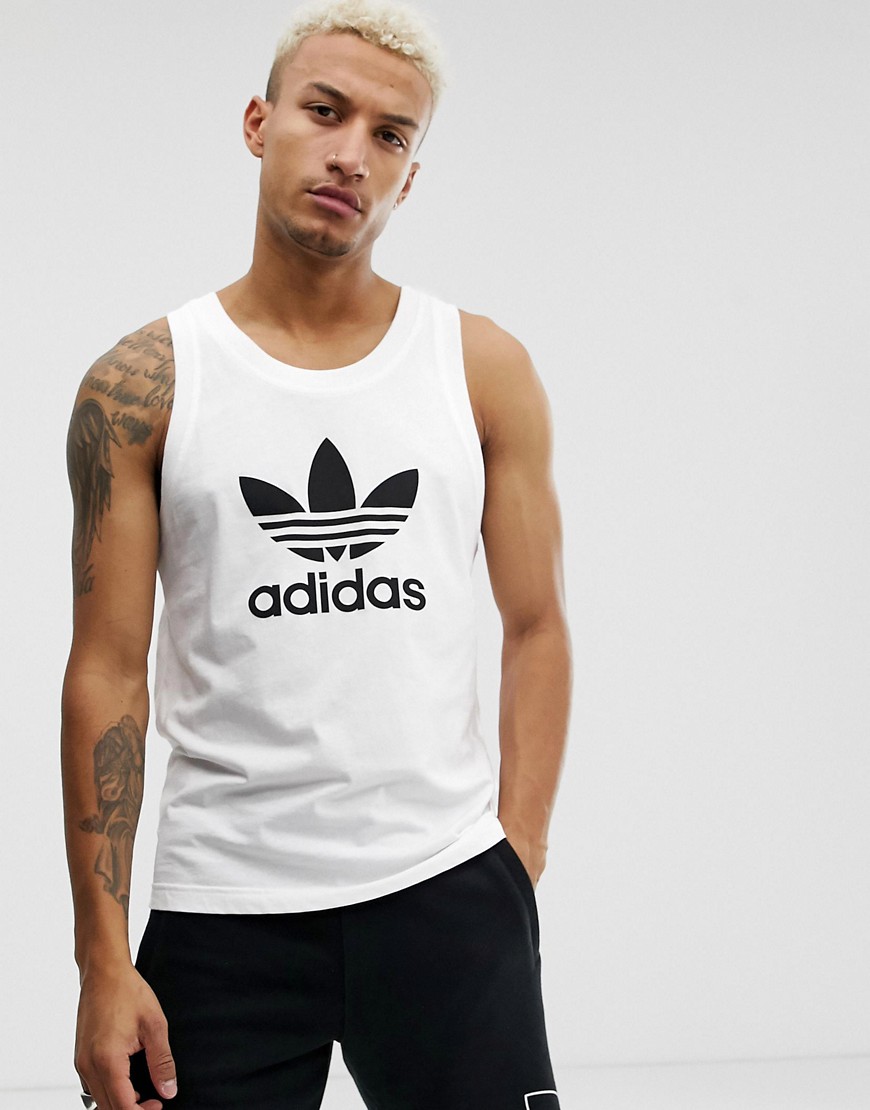 Adidas Originals - Canotta bianca con logo a trifoglio-Bianco