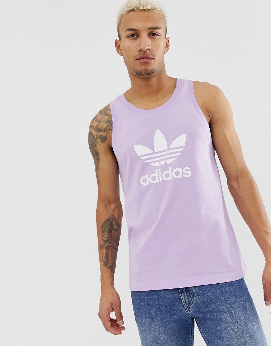 Adidas Originals - Canotta viola con logo a trifoglio