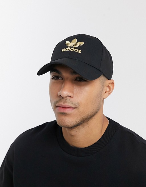 adidas Originals cap with gold trefoil logo in black