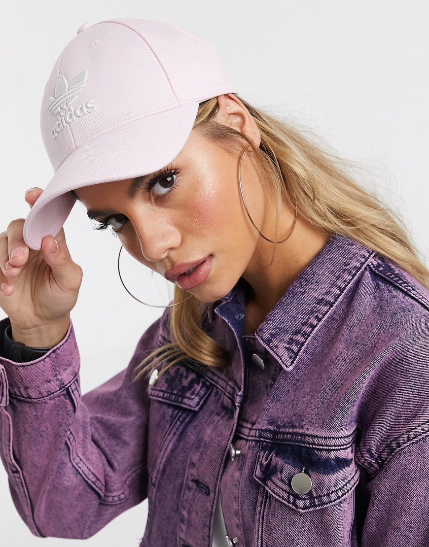 adidas Originals - Cappellino rosa con logo a trifoglio