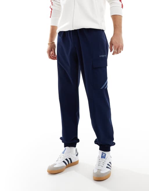 adidas Originals - Cargobroek met aansluitende boorden in blauw