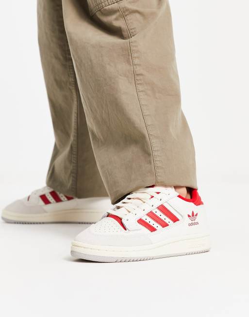 adidas Originals – Centennial 85 – Białe buty sportowe z czerwonymi wstawkami