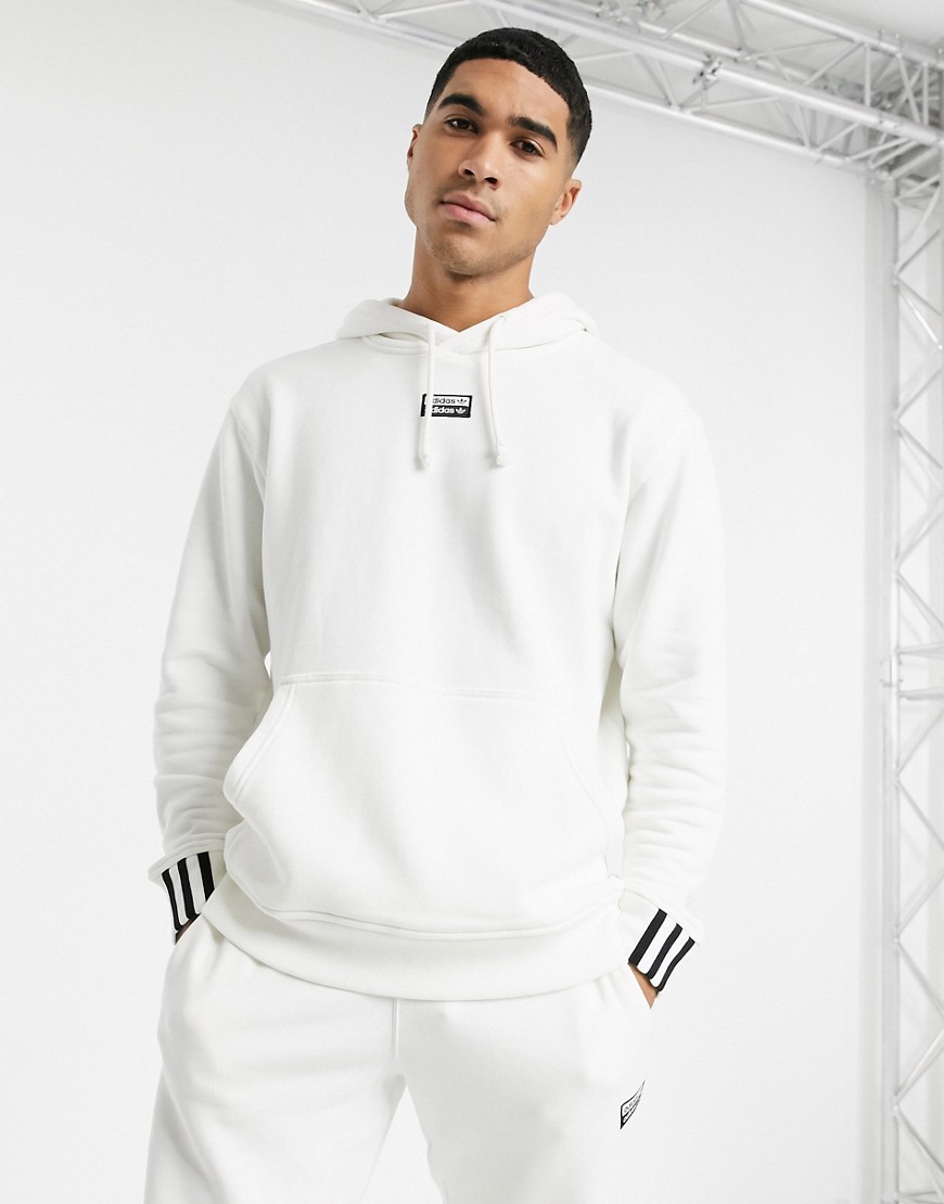Adidas Originals - Central Vocal - Felpa bianca con cappuccio e logo-Bianco