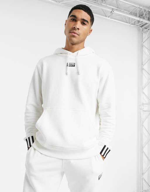 adidas Originals central vocal logo hoodie in white