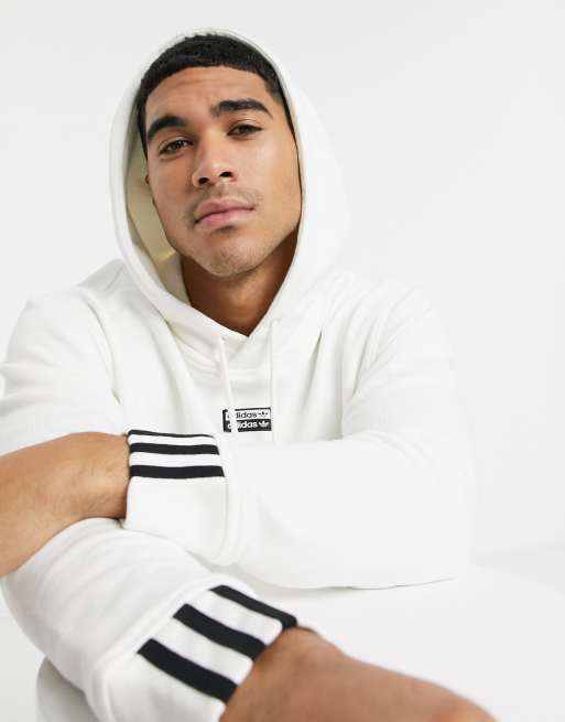 adidas Originals central vocal logo hoodie in white