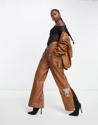 adidas Originals 'centre stage' Faux leather adibreak pants