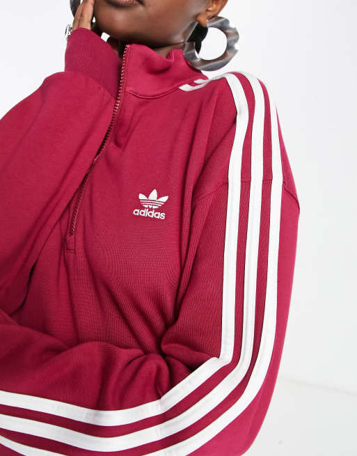 adidas Originals – Centre Stage – Leggings in Weinrot mit Netzstoff-Detail