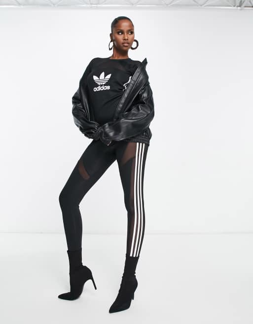 ADIDAS ORIGINALS 3 STRIPES CENTRE STAGE MESH LEGGINGS UK 10-22