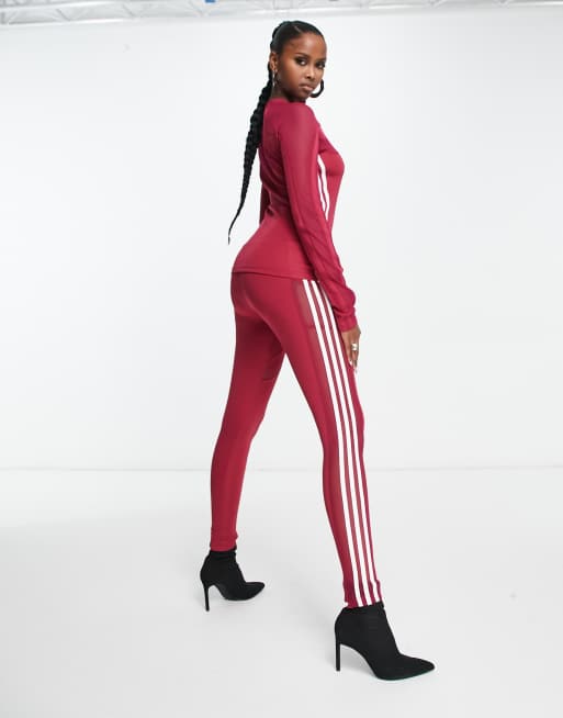 Adidas Originals 'Centre Stage' Leggings With Mesh Detail In Maroon-Red for  Women