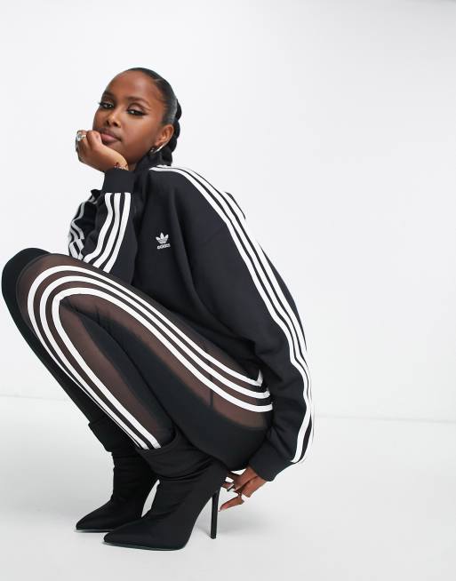adidas Originals centre stage quarter zip fleece in black
