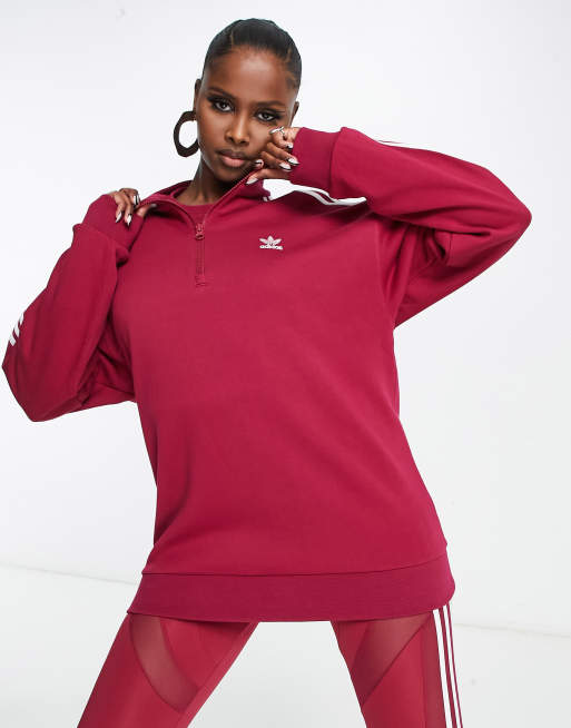 Maroon adidas sweatshirt womens sale
