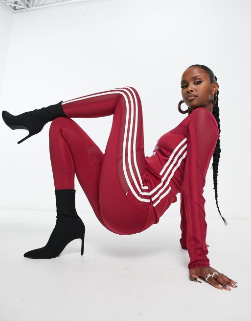 adidas Originals 'Centre Stage' - Rødbrune leggings mesh-detaljer | ASOS