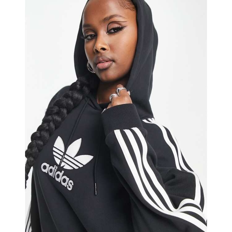Adidas trefoil hoodie women's black 2025