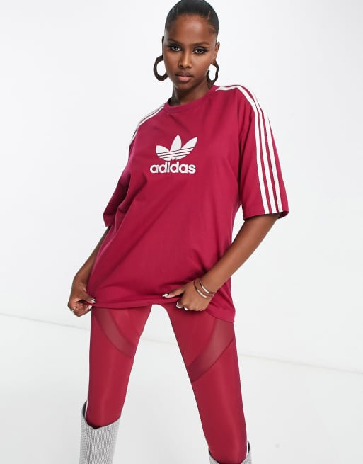 Adidas trefoil dress maroon discount