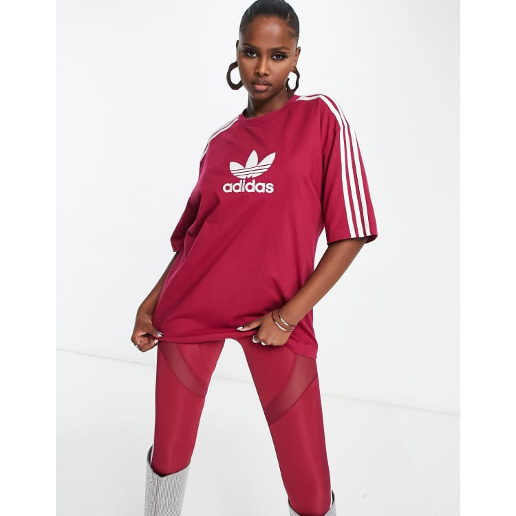 Adidas trefoil tee maroon online