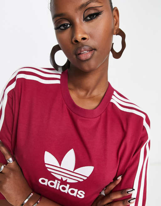 Burgundy adidas top shop
