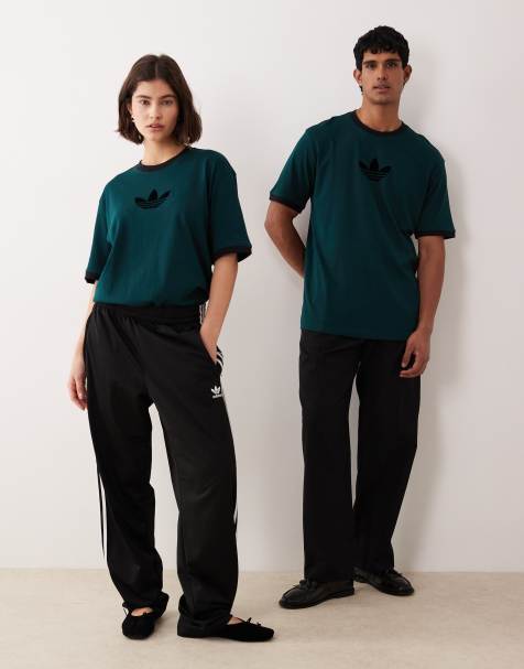 adidas Originals – Centre Trefoil – Oversize-T-Shirt in Dunkelgrün - view 1