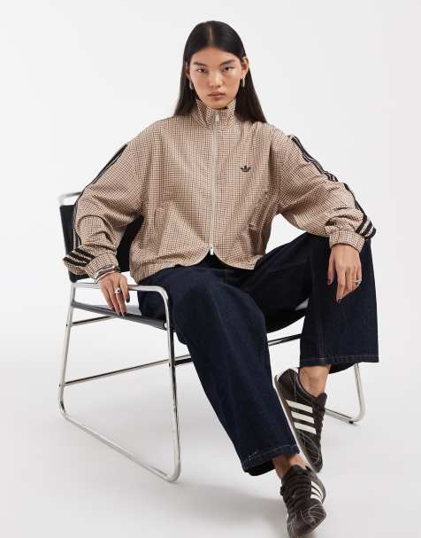 adidas Originals - chaqueta de chándal a cuadros marrón claro - view 1
