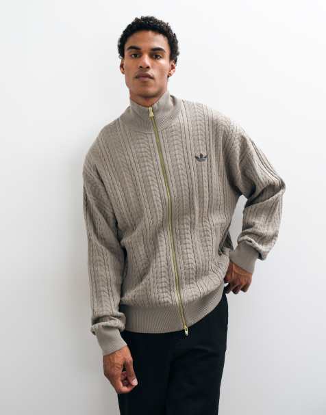 adidas Originals chaqueta deportiva Firebird de punto de ochos en caqui claro - view 1