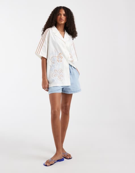 adidas Originals - Chemise décontractée à broderies - Blanc cassé - view 1
