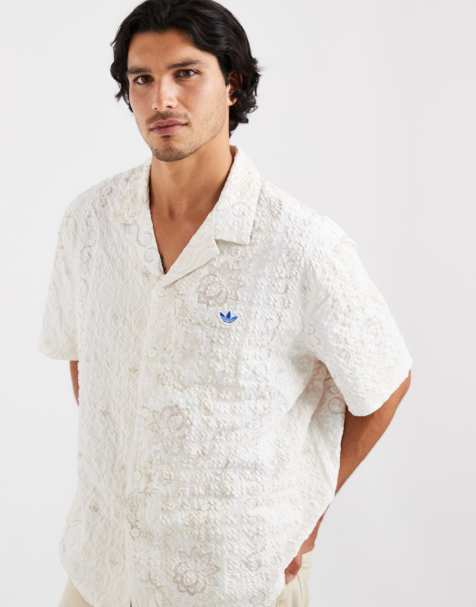 adidas Originals chemise resort en seersucker à fleurs blanc cassé - view 1