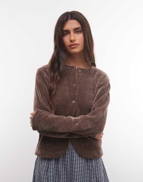adidas Originals chenille cardigan in brown - view 1